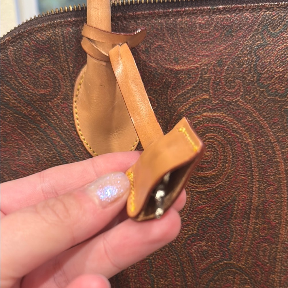 Etro Brown and Tan Dome Satchel with Gold Hardware - Picture 4 of 15